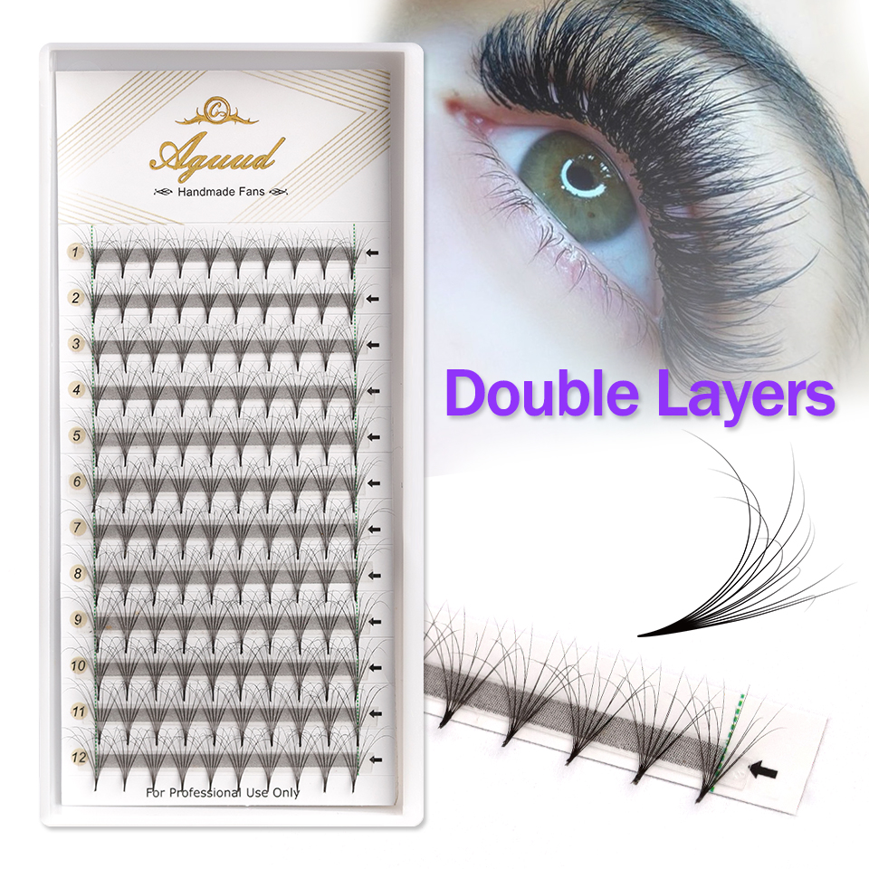 Eyelash Extension Double Volume - AGUUD Double Layer Pointy Base Premade