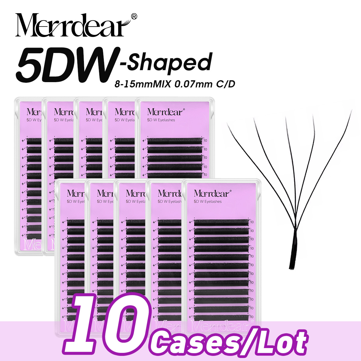 MerrdearWholesale 10trays/set  – обзор и цена Eyelash Extension Double Volume